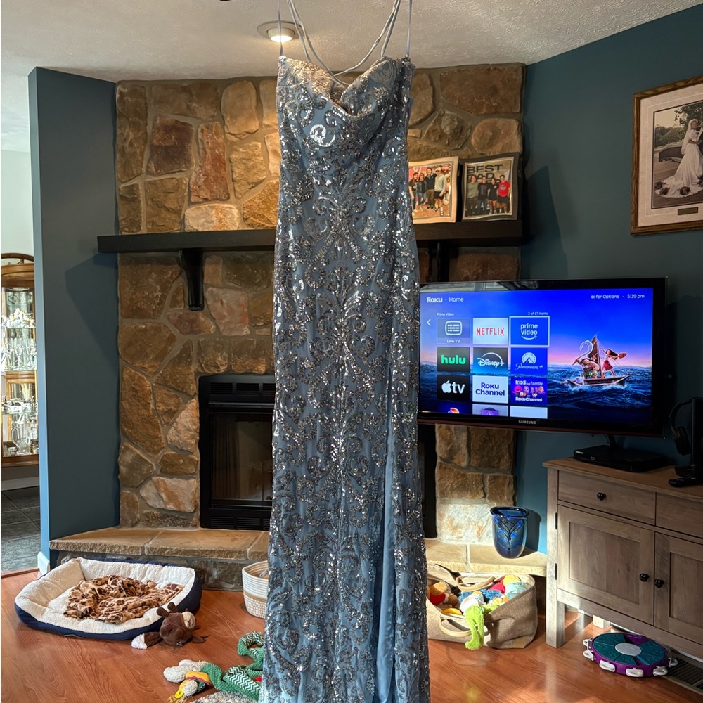 Elegant Blue Sequin Gown